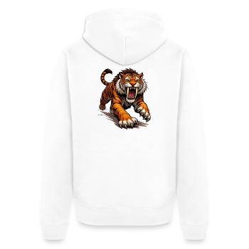 Comic Tiger Attack - Unisex Premium Organic Zip Hoodie - white - Back - Thijin (182cm)