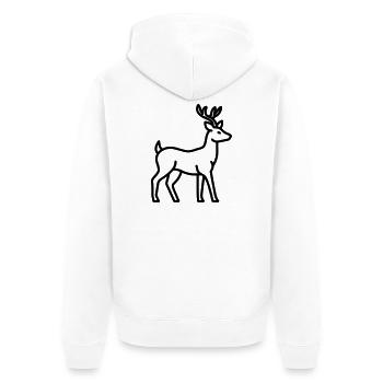 Hirsch - Unisex Premium Bio Zip Hoodie - Weiß - Hinten - Thijin (182cm)