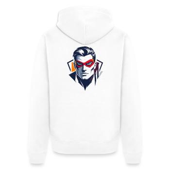 Héros Portrait Personnage de super-héros de la bande dessinée Red Mask - Veste à capuche bio Premium Unisexe - blanc - Dos - Thijin (182cm)