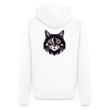 Katze Kopf lange Haare schmuße Katzen Motiv - Unisex Premium Bio Zip Hoodie - Weiß - Hinten - Thijin (182cm)