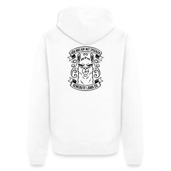 Genervtes Lama mit Spruch - Unisex Premium Bio Zip Hoodie - Weiß - Hinten - Thijin (182cm)