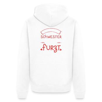 I love my sister farting farting farting - Unisex Premium Organic Zip Hoodie - white - Back - Thijin (182cm)
