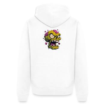 Explodierender Schädel – Comic Horror Motiv - Unisex Premium Bio Zip Hoodie - Weiß - Hinten - Thijin (182cm)