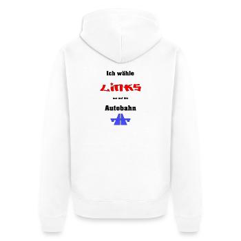 Ich wähle Links - Unisex Premium Bio Zip Hoodie - Weiß - Hinten - Thijin (182cm)