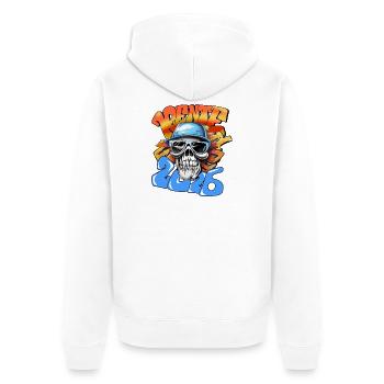 Skull Pensioner 2026 Graffiti Néon Pop Art - Veste à capuche bio Premium Unisexe - blanc - Dos - Thijin (182cm)