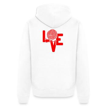 Love Yarn Crochet Drôle Tricot Amoureux de l’humour - Veste à capuche bio Premium Unisexe - blanc - Dos - Thijin (182cm)