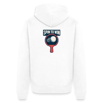 Spin to Win - Ping Pong - Unisex Premium Organic Zip Hoodie - white - Back - Thijin (182cm)