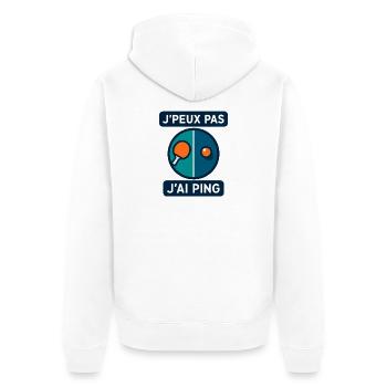 Ich kann nicht, ich ping. - Unisex Premium Bio Zip Hoodie - Weiß - Hinten - Thijin (182cm)
