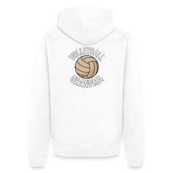 Mamie volley-ball – Fière grand-mère - Veste à capuche bio Premium Unisexe - blanc - Dos - Thijin (182cm)