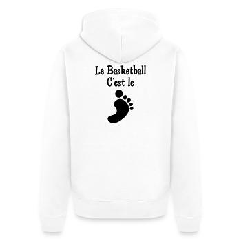 Basketball ist der Fuß - Unisex Premium Bio Zip Hoodie - Weiß - Hinten - Thijin (182cm)
