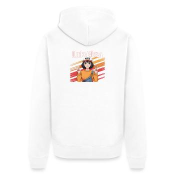 Anime Girl Peace & Hope – Vintage Retro Look - Unisex Premium Organic Zip Hoodie - white - Back - Thijin (182cm)