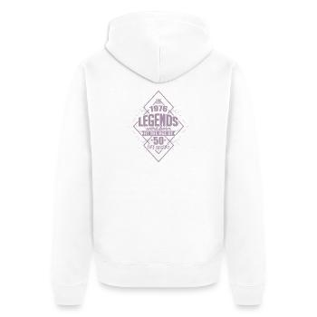 50 Légendes du 50e anniversaire nées en 1976 La vie commence - Veste à capuche bio Premium Unisexe - blanc - Dos - Thijin (182cm)