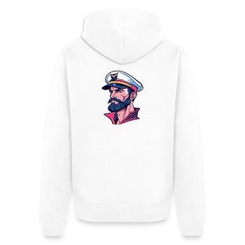 Kapitän im Neon-Comicstil - Unisex Premium Bio Zip Hoodie - Weiß - Hinten - Thijin (182cm)