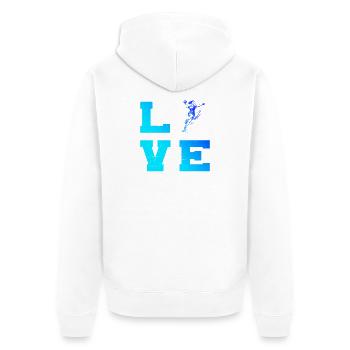 Frisches Handball Motiv für Handball fuer Frauen - Unisex Premium Bio Zip Hoodie - Weiß - Hinten - Thijin (182cm)
