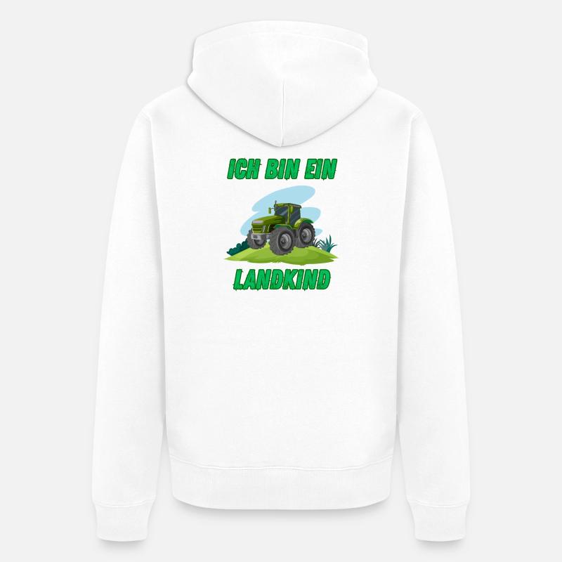 Traktor - Ich bin ein Landkind - Unisex Premium Bio Zip Hoodie - Weiß
