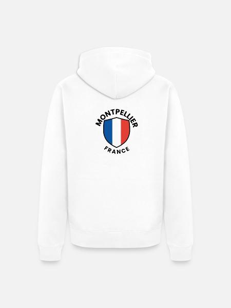Montpelier Shield of France - Unisex Premium Organic Zip Hoodie - white