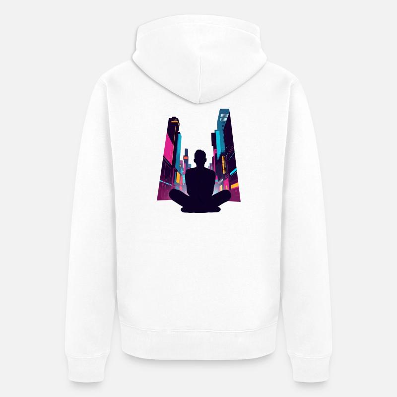 Zen dans la Cité Néon - Veste à capuche bio Premium Unisexe - blanc