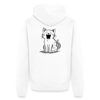 Lautes Miauen der Katzenkritzelei | Lustige Katzen-Skizze - Unisex Premium Bio Zip Hoodie - Weiß - Hinten - Thijin (182cm)