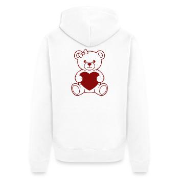 Heart Bear with Bow - Unisex Premium Organic Zip Hoodie - white - Back - Thijin (182cm)