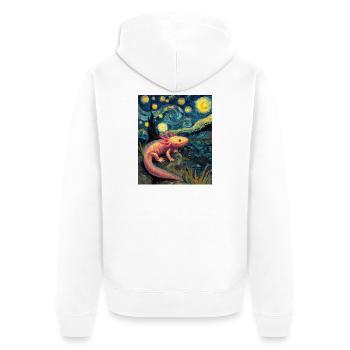 Axolotl Van Gogh Starry Night - Unisex Premium Organic Zip Hoodie - white - Back - Thijin (182cm)