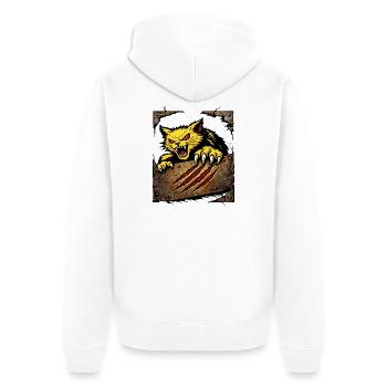 Illustration des wilden Katzenkratzangriffs - Unisex Premium Bio Zip Hoodie - Weiß - Hinten - Thijin (182cm)