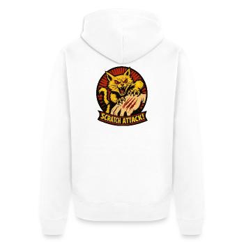 Scratch Attack Wütende Katzenklauen-Design - Unisex Premium Bio Zip Hoodie - Weiß - Hinten - Thijin (182cm)