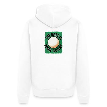 Dieser Ball liegt bei dir – Tischtennis - Unisex Premium Bio Zip Hoodie - Weiß - Hinten - Thijin (182cm)