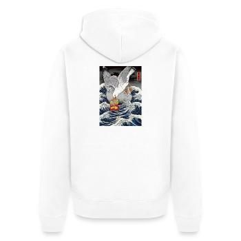 Möwen stiehlt Chips Lustig - Unisex Premium Bio Zip Hoodie - Weiß - Hinten - Thijin (182cm)