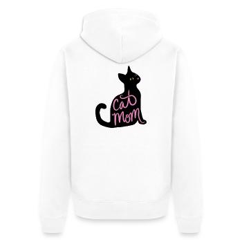 Cat Mom Neon-Schrift - Unisex Premium Bio Zip Hoodie - Weiß - Hinten - Thijin (182cm)