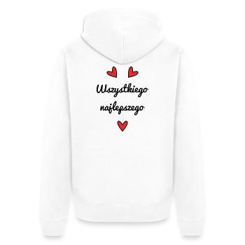 JAHRESTAG. ALLES GUTE ZUM GEBURTSTAG. ALLES GUTE ZUM GEBURTSTAG. - Unisex Premium Bio Zip Hoodie - Weiß - Hinten - Thijin (182cm)