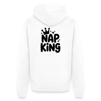 Nap King: royal rest - Unisex Premium Organic Zip Hoodie - white - Back - Thijin (182cm)