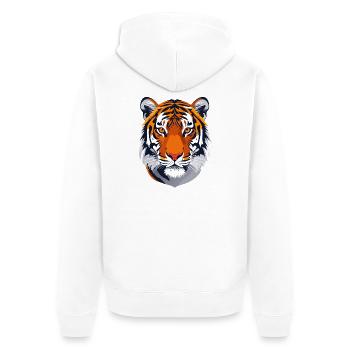 markantes Tigergesicht Tigerkopf Tiger Motiv - Unisex Premium Bio Zip Hoodie - Weiß - Hinten - Thijin (182cm)