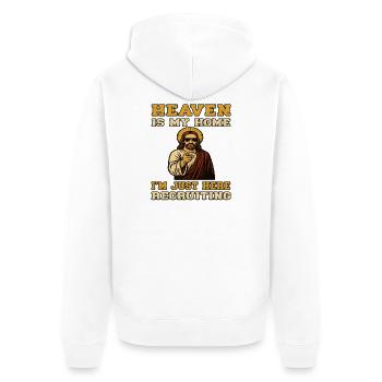 Heaven is my Home - Uncle Jesus Recruiting  - Unisex Premium Bio Zip Hoodie - Weiß - Hinten - Thijin (182cm)
