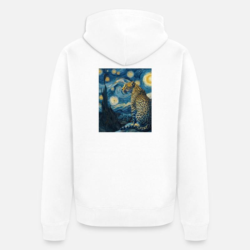 Léopard Van Gogh - Veste à capuche bio Premium Unisexe - blanc