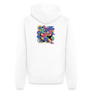 Jeu de couleurs de la géométrie de Memphis - Veste à capuche bio Premium Unisexe - blanc - Dos - Thijin (182cm)