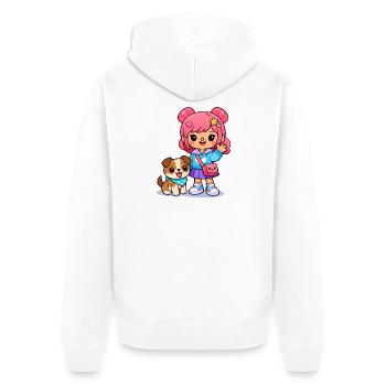 Cute Toka girl - Aesthetic Gamer Girl and Pup - Unisex Premium Organic Zip Hoodie - white - Back - Thijin (182cm)