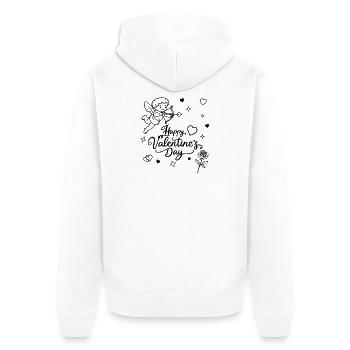Valentinstags-Kalligraphie, Cherub, Rosenkritzelei - Unisex Premium Bio Zip Hoodie - Weiß - Hinten - Thijin (182cm)