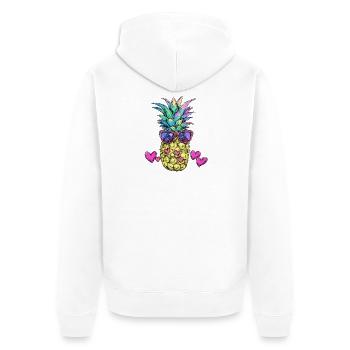 Colorful pineapple with sunglasses - Unisex Premium Organic Zip Hoodie - white - Back - Thijin (182cm)