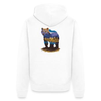 Wander Bear Mountains Lake Retro Nature Design - Unisex Premium Organic Zip Hoodie - white - Back - Thijin (182cm)