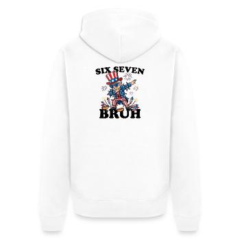 Six Seven Bruh 4 July Dabbing 6-7 4 July - Unisex Premium Organic Zip Hoodie - white - Back - Thijin (182cm)