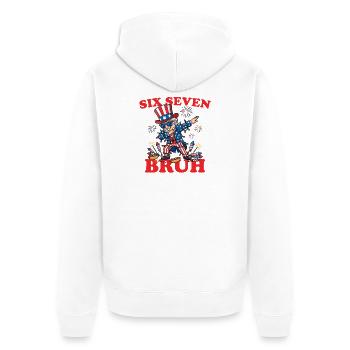 Six Seven Bruh 4 July Dabbing 6-7 4 July - Unisex Premium Organic Zip Hoodie - white - Back - Thijin (182cm)