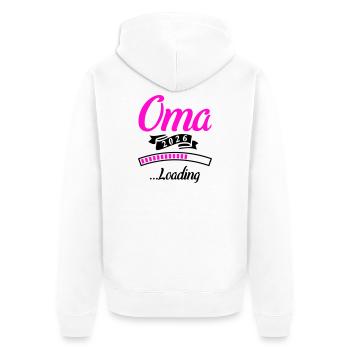 Oma 2026 Loading  - Unisex Premium Bio Zip Hoodie - Weiß - Hinten - Thijin (182cm)