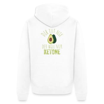 Avocado Keto Saying Image - Unisex Premium Organic Zip Hoodie - white - Back - Thijin (182cm)