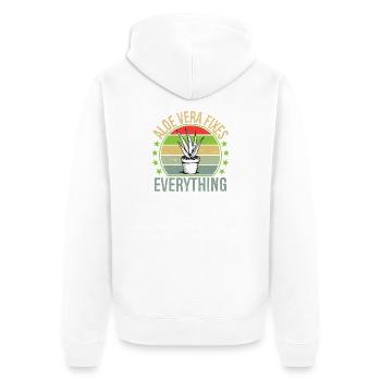Aloe Vera Fixes Everything Funny Succulent Gard - Unisex Premium Bio Zip Hoodie - Weiß - Hinten - Thijin (182cm)