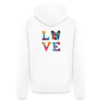 Portrait Pop Art coloré de Pitbull Dog Love - Veste à capuche bio Premium Unisexe - blanc - Dos - Thijin (182cm)
