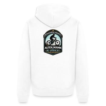 Ne sous-estimez jamais le vieux avec le design des vélos électriques - Veste à capuche bio Premium Unisexe - blanc - Dos - Thijin (182cm)