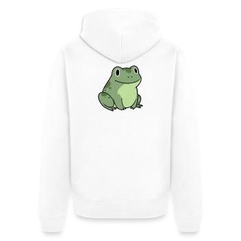 Kuschelfrosch Cartoon niedlicher Kinder Frosch - Unisex Premium Bio Zip Hoodie - Weiß - Hinten - Thijin (182cm)
