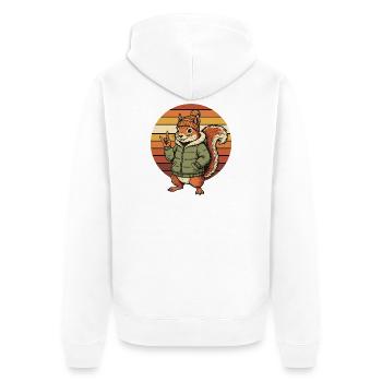 Écureuil Cool - Design Rétro Hivernal - Veste à capuche bio Premium Unisexe - blanc - Dos - Thijin (182cm)