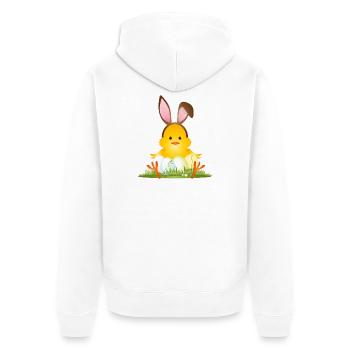 Petit poussin de Pâques mignon avec des oreilles de lapin et des œufs de Pâques - Veste à capuche bio Premium Unisexe - blanc - Dos - Thijin (182cm)