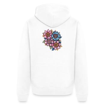 Motif de fleurs en tourbillon de fleurs - Veste à capuche bio Premium Unisexe - blanc - Dos - Thijin (182cm)